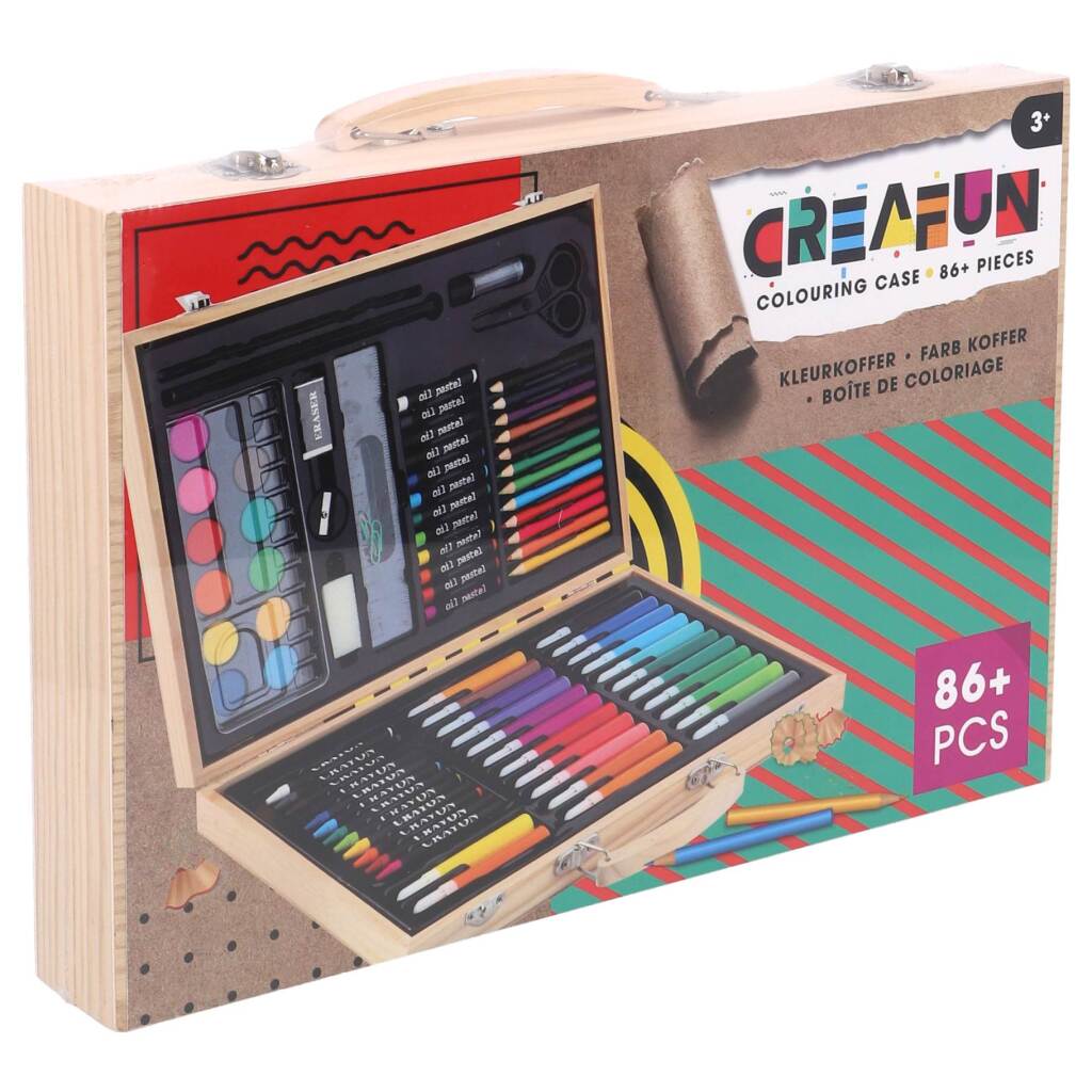 8715427137728 0.jpg Creafun Houten Kleurkoffer 86-delig
