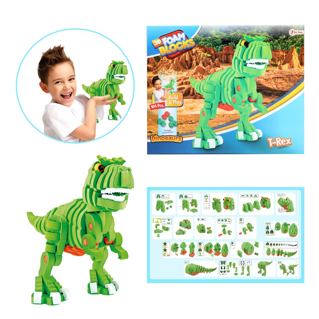 8719904435420 1.jpg Toi-Toys Knutselpuzzel Dinosaurus 25,8 Cm Groen 104-delig