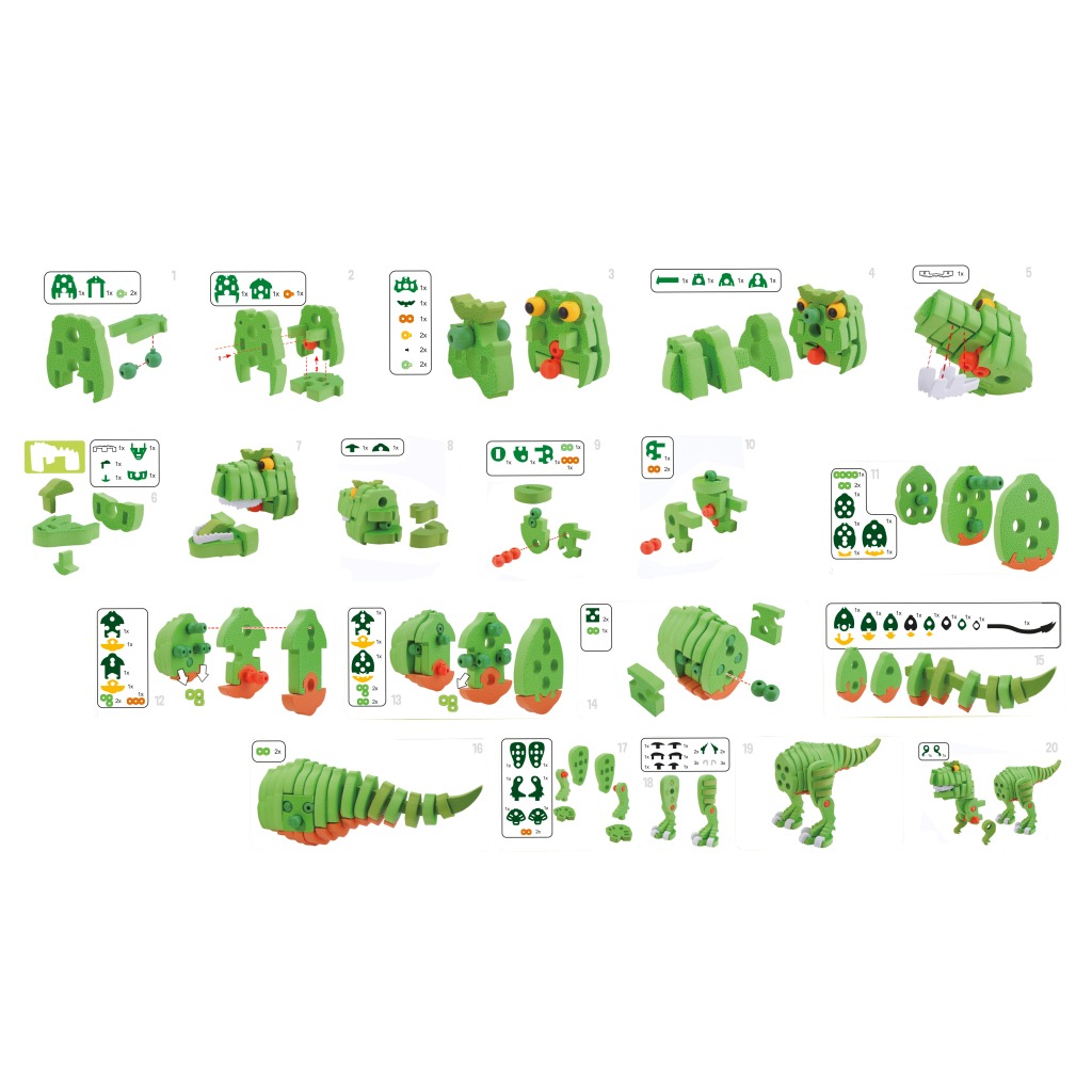 8719904435420 5.jpg Toi-Toys Knutselpuzzel Dinosaurus 25,8 Cm Groen 104-delig