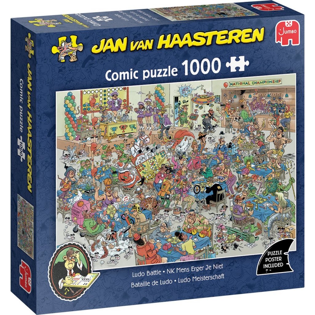 8721017602613 1.jpg Jumbo Puzzel Jan Van Haasteren NK Mens Erger Je Niet 1000 Stukjes + Poster